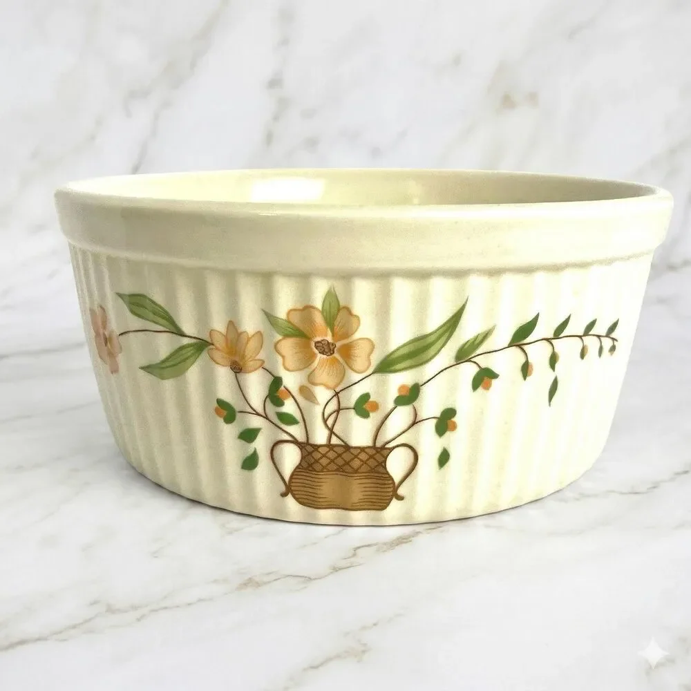Vintage Japan Countryside Stoneware Collection Casserole Ribbed Farmhouse Bowl